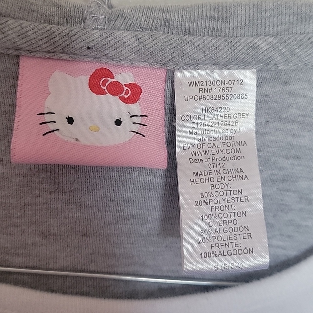 Adorable Hello Kitty lightweight, sequined hoodie. Light gray, S(6/6X). - Picture 6 of 9